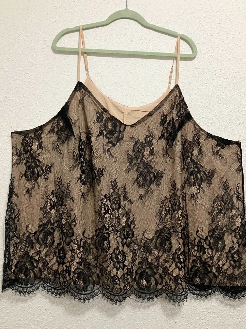 SHEIN Curve+ 8XL Black Lace Nude Illusion Cami Tank Top Whimsigoth Witchy Vamp